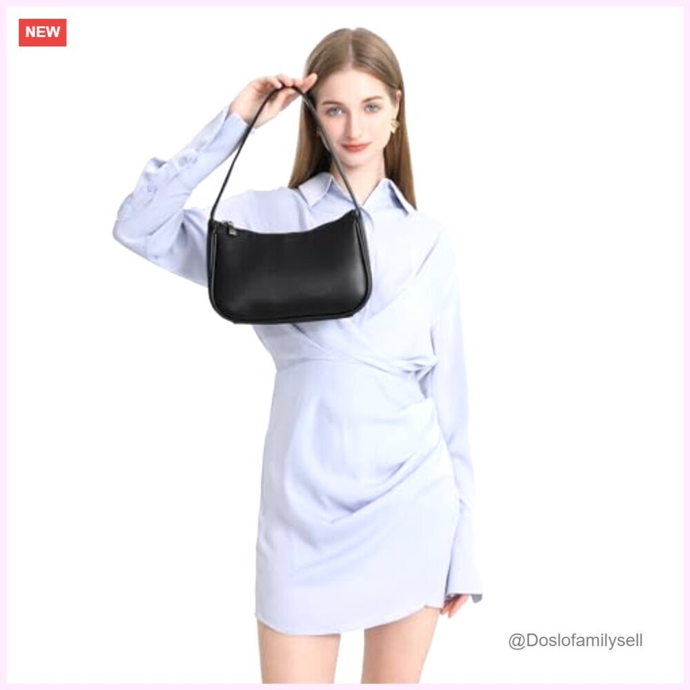 Lightweight PU Shoulder Bag Compact Zipper Closure Practical Everyday Purse - Picture 2 of 7